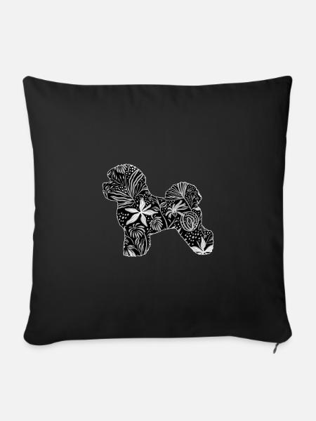Blume Bichon Frise - Sofakissenbezug 45 x 45 cm - Schwarz