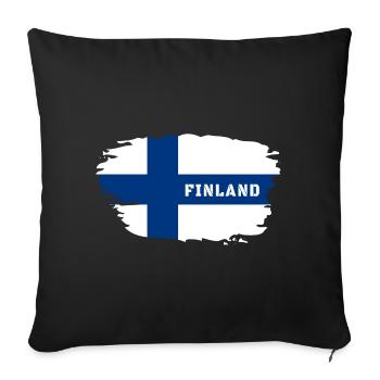 Finland Flag / Gift Helsinki Scandinavia - Sofa pillowcase 17,3'' x 17,3'' (45 x 45 cm) - black - Front