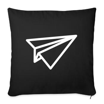 Paper plane big on tshirt - Sofa pillowcase 17,3'' x 17,3'' (45 x 45 cm) - black - Front