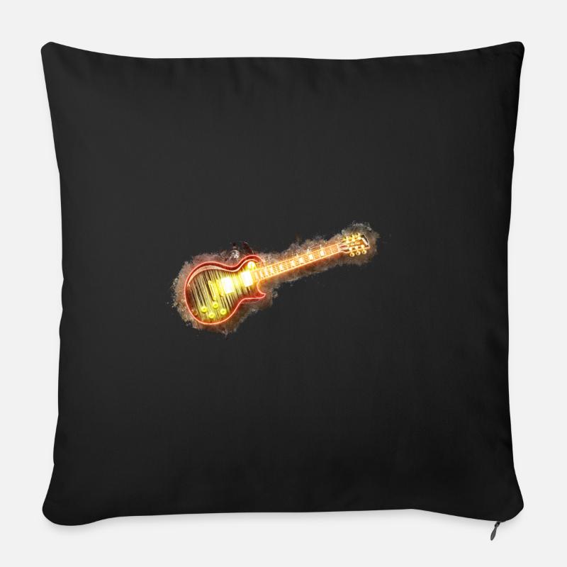 Gitarre E-Gitarre Gitarre hell glühend - Sofakissenbezug 45 x 45 cm - Schwarz
