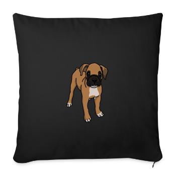 Boxer, chiot, chien, race, race de chien, dessin - Housse de coussin décorative 45 x 45 cm - noir - Devant