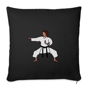 Karate, Frau, Zeichnung - Sofakissenbezug 45 x 45 cm - Schwarz - Vorne