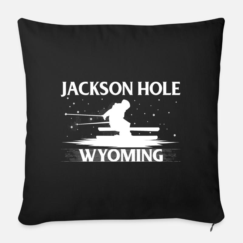 Jackson Hole Wyoming Skiing T Shirt Ski Gift Tea - Sofa pillowcase 17,3'' x 17,3'' (45 x 45 cm) - black