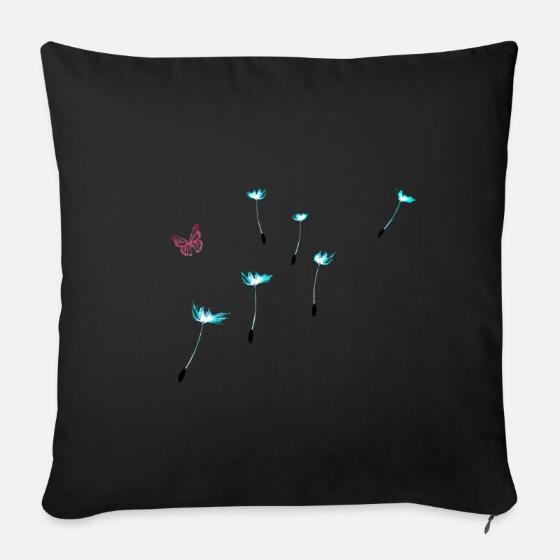 Papillon pissenlit - Housse de coussin décorative 45 x 45 cm - noir