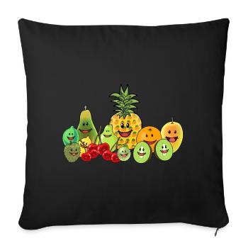 Fruits Fruits Fruits Vegan Nourriture végétalienne Été - Housse de coussin décorative 45 x 45 cm - noir - Devant