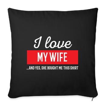 J'aime ma femme - Housse de coussin décorative 45 x 45 cm - noir - Devant