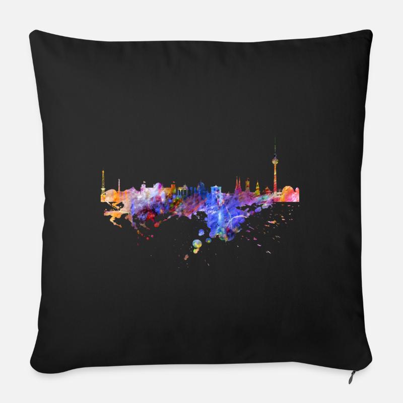 Berlin Skyline - Sofakissenbezug 45 x 45 cm - Schwarz