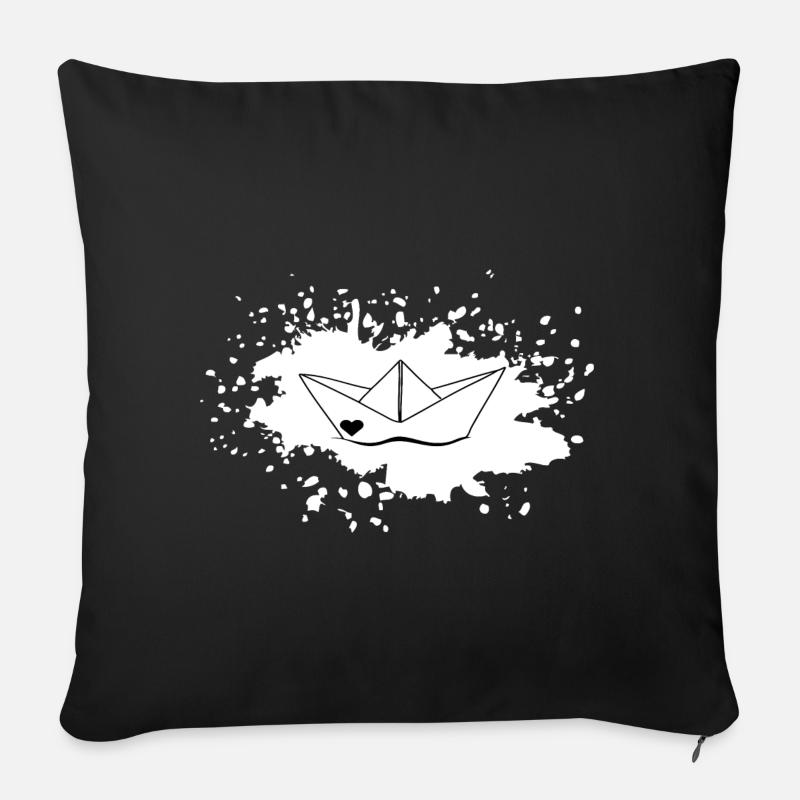 Farbklecks Schiffchen - Sofakissenbezug 45 x 45 cm - Schwarz