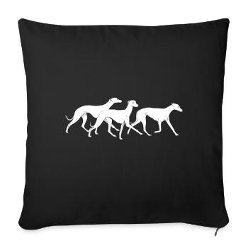 Trois whippets - Housse de coussin décorative 45 x 45 cm - noir - Devant