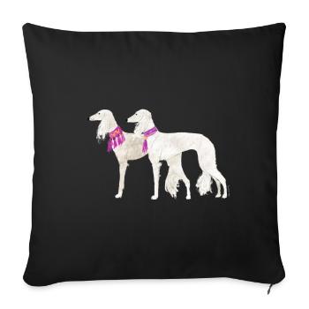 Deux salukis vives - Housse de coussin décorative 45 x 45 cm - noir - Devant