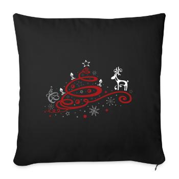 Christmas. Christmas tree with reindeer. - Sofa pillowcase 17,3'' x 17,3'' (45 x 45 cm) - black - Front