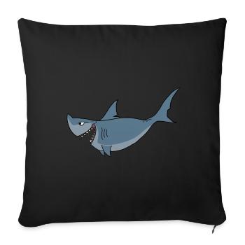 Requin requin océan dessin animé comique - Housse de coussin décorative 45 x 45 cm - noir - Devant