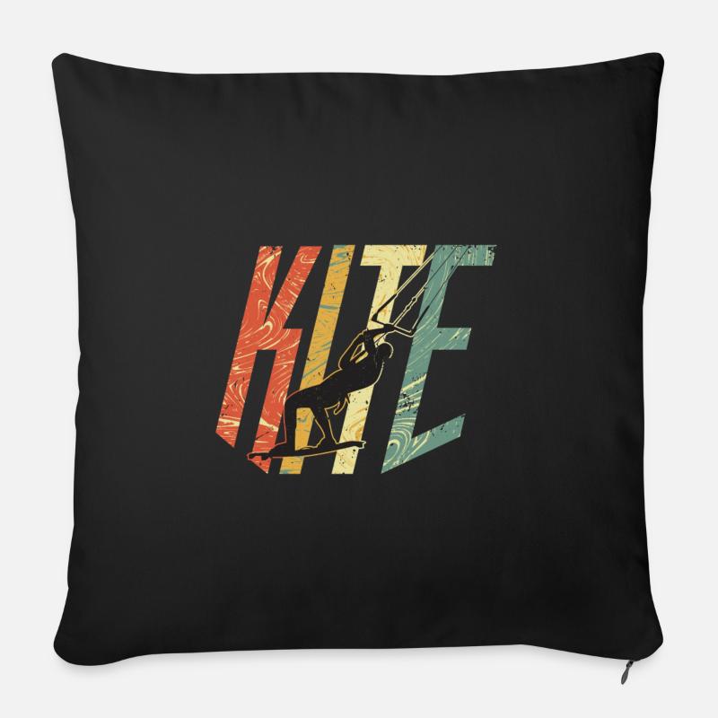 KITE Kite Kitesurf Vintage Retro - Housse de coussin décorative 45 x 45 cm - noir