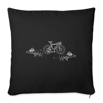 Vélo de route Gravel Cyclocross heartbeat EKG - Housse de coussin décorative 45 x 45 cm - noir - Devant