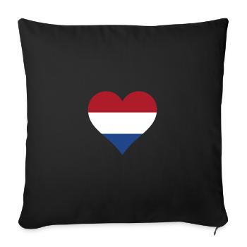 Pays-bas Hollande drapeau néerlandais drapeau coeur - Housse de coussin décorative 45 x 45 cm - noir - Devant