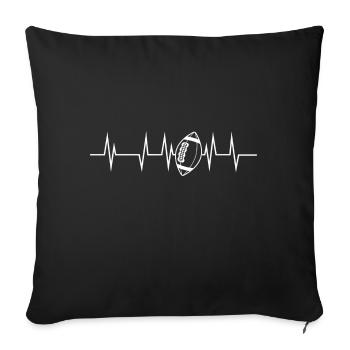 Football américain Heart Beat - Housse de coussin décorative 45 x 45 cm - noir - Devant