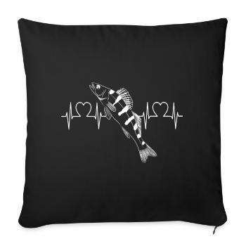 Heartbeat pikeperch white - Sofa pillowcase 17,3'' x 17,3'' (45 x 45 cm) - black - Front