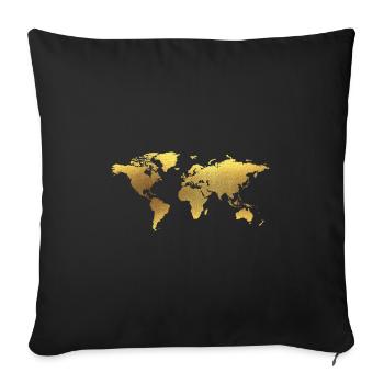 Golden World Map - Sofa pillowcase 17,3'' x 17,3'' (45 x 45 cm) - black - Front