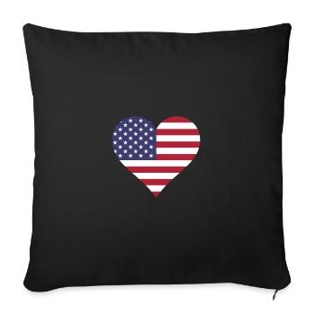 USA amérique drapeau bannière coeur - Housse de coussin décorative 45 x 45 cm - noir - Devant