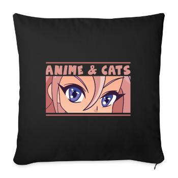 Anime & Cats - Sofa pillowcase 17,3'' x 17,3'' (45 x 45 cm) - black - Front