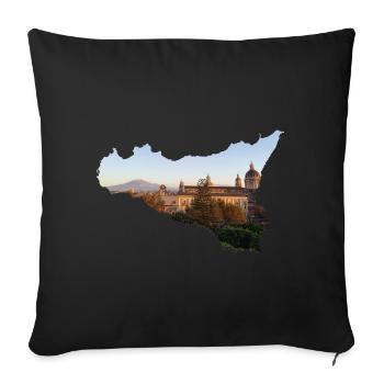 Catania in Sicily at sunrise with Mount Etna - Sofa pillowcase 17,3'' x 17,3'' (45 x 45 cm) - black - Front