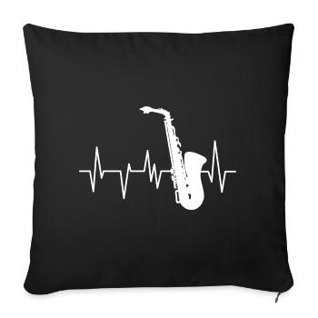 Saxophon Herzschlag EKG Saxophonist Jazz Blasmusik - Sofakissenbezug 45 x 45 cm - Schwarz - Vorne