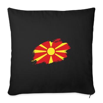 Macédoine drapeau macédonien drapeau - Housse de coussin décorative 45 x 45 cm - noir - Devant