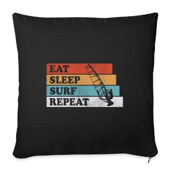 EAT SLEEP SURF REPEAT WINDSURFEN SURFER GIFT - Sofa pillowcase 17,3'' x 17,3'' (45 x 45 cm) - black - Front