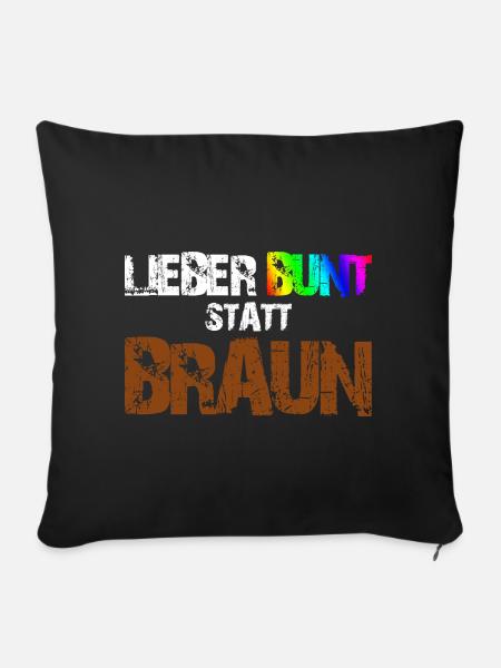 Lieber Bunt Statt Braun - Sofakissenbezug 45 x 45 cm - Schwarz