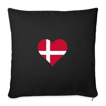 Denmark Danish flag flag heart - Sofa pillowcase 17,3'' x 17,3'' (45 x 45 cm) - black - Front