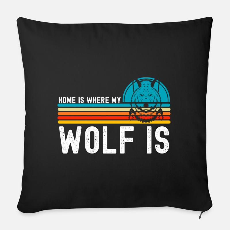 Wolf - Sofakissenbezug 45 x 45 cm - Schwarz