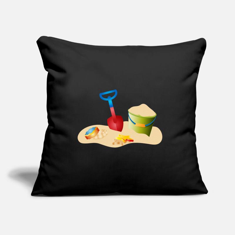 Jouets de sable sur la plage ou dans le bac à sable Housse de coussin décorative 45 x 45 cm