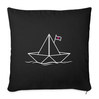 Papierboot Papierschiff  - Sofakissenbezug 45 x 45 cm - Schwarz - Vorne