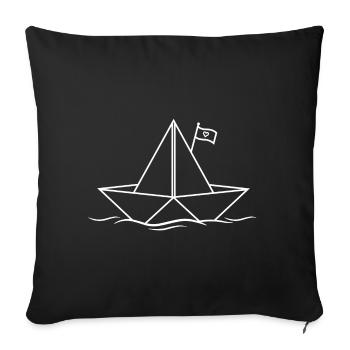 Papierschiff Papierboot - Sofakissenbezug 45 x 45 cm - Schwarz - Vorne