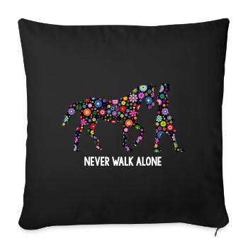 Never Walk Alone Pferde Gassi Blumen - Sofakissenbezug 45 x 45 cm - Schwarz - Vorne