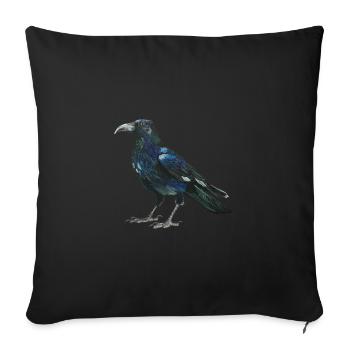 Raven crow with slightly bluish green feathers - Sofa pillowcase 17,3'' x 17,3'' (45 x 45 cm) - black - Front