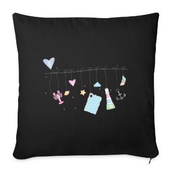 symboles colorés délicats maritimes sur la corde à linge - Housse de coussin décorative 45 x 45 cm - noir - Devant