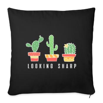 Cactus pointu - Housse de coussin décorative 45 x 45 cm - noir - Devant