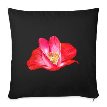 Heart shaped red poppy - Sofa pillowcase 17,3'' x 17,3'' (45 x 45 cm) - black - Front