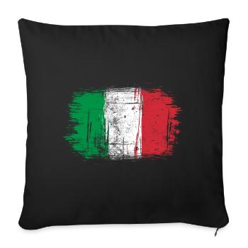 Drapeau italien coups de pinceau - Housse de coussin décorative 45 x 45 cm - noir - Devant