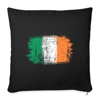 Impression au coup de pinceau du drapeau irlandais - Housse de coussin décorative 45 x 45 cm - noir - Devant
