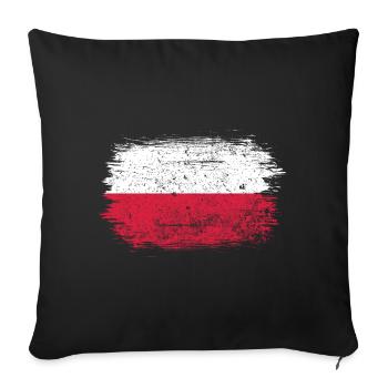 Polish Flag Brush Stroke - Sofa pillowcase 17,3'' x 17,3'' (45 x 45 cm) - black - Front