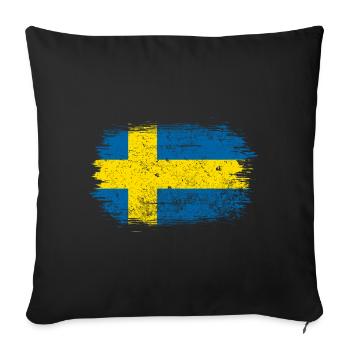Swedish Brush Flag - Sofa pillowcase 17,3'' x 17,3'' (45 x 45 cm) - black - Front