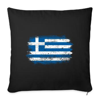 Brushed Greek Flag - Sofa pillowcase 17,3'' x 17,3'' (45 x 45 cm) - black - Front