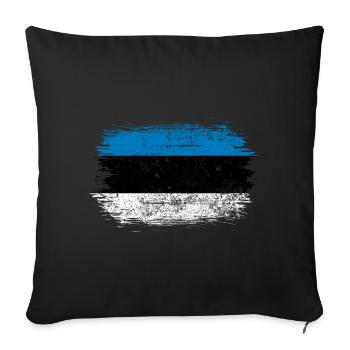 Blue-White Brushstroke Flag - Sofa pillowcase 17,3'' x 17,3'' (45 x 45 cm) - black - Front