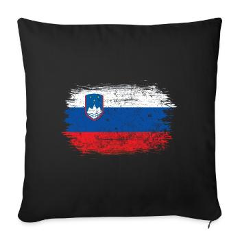 Slovenia Flag Brush Art - Sofa pillowcase 17,3'' x 17,3'' (45 x 45 cm) - black - Front