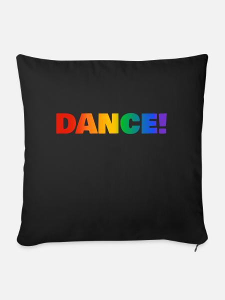 DANCE Regenbogentext - Sofakissenbezug 45 x 45 cm - Schwarz