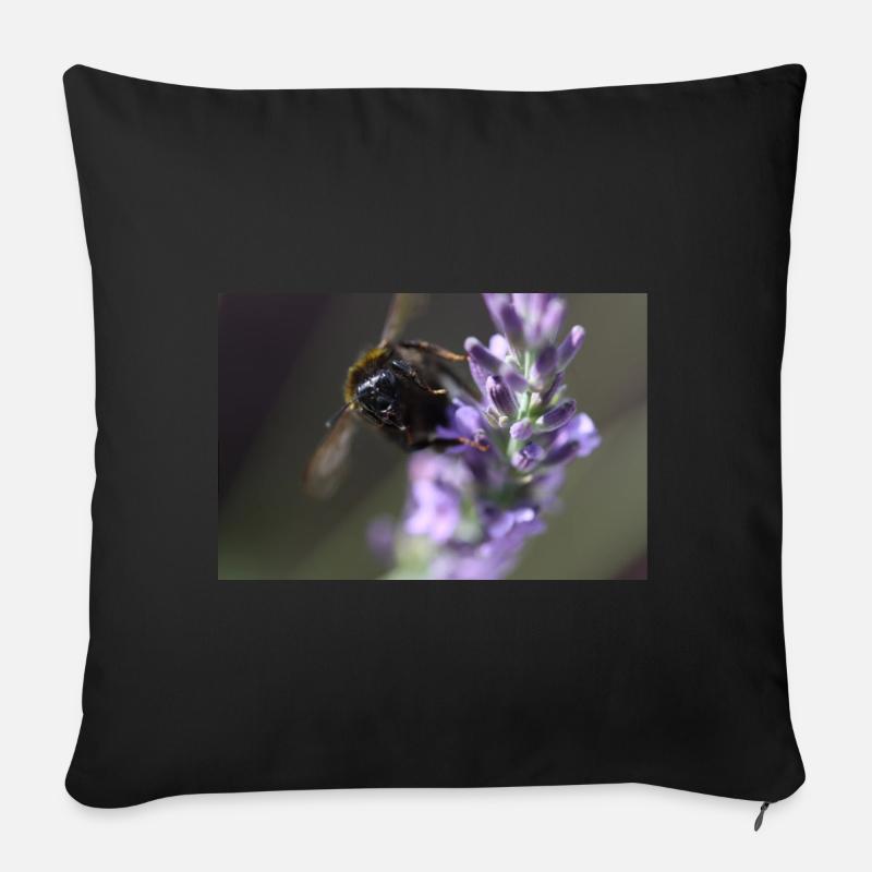 Biene lavendel Lavendelblüte - Sofakissenbezug 45 x 45 cm - Schwarz
