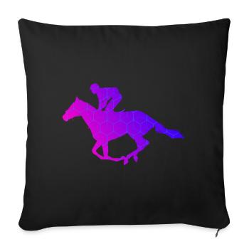 Équitation Chasse Équitation Course Dressour - Housse de coussin décorative 45 x 45 cm - noir - Devant