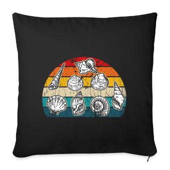 Vintage Retro Seashells - Sofakissenbezug 45 x 45 cm - Schwarz - Vorne